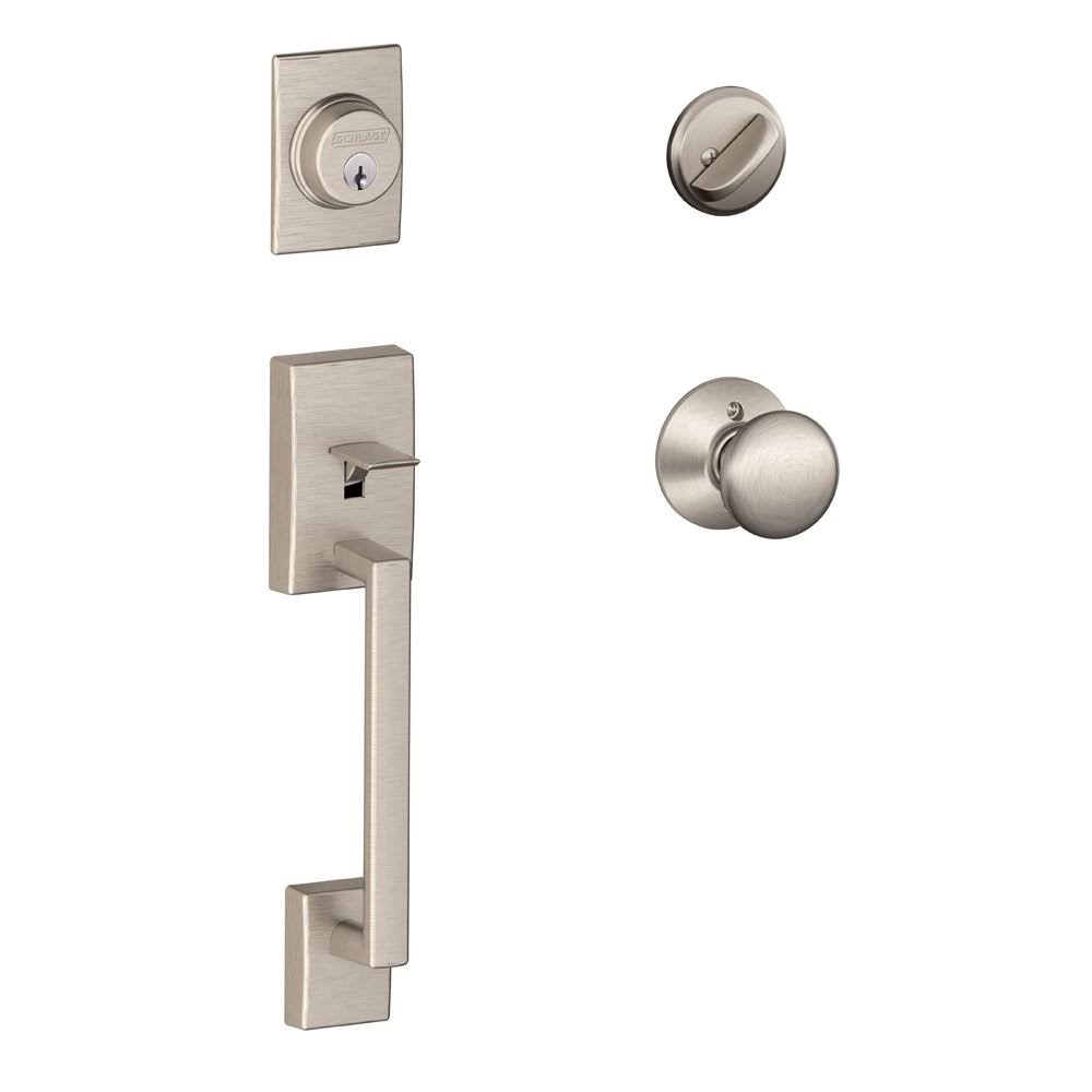 Satin Nickel Single Cylinder Handleset and Knob W39538