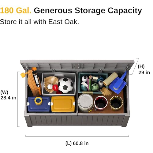 60 Gallon Grey Resin Outdoor Storage Box N7978