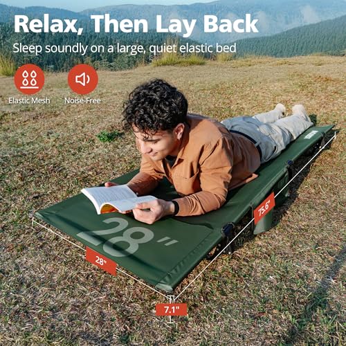Ultralight Portable Folding Camping Cot, 350 lbs, Black S426