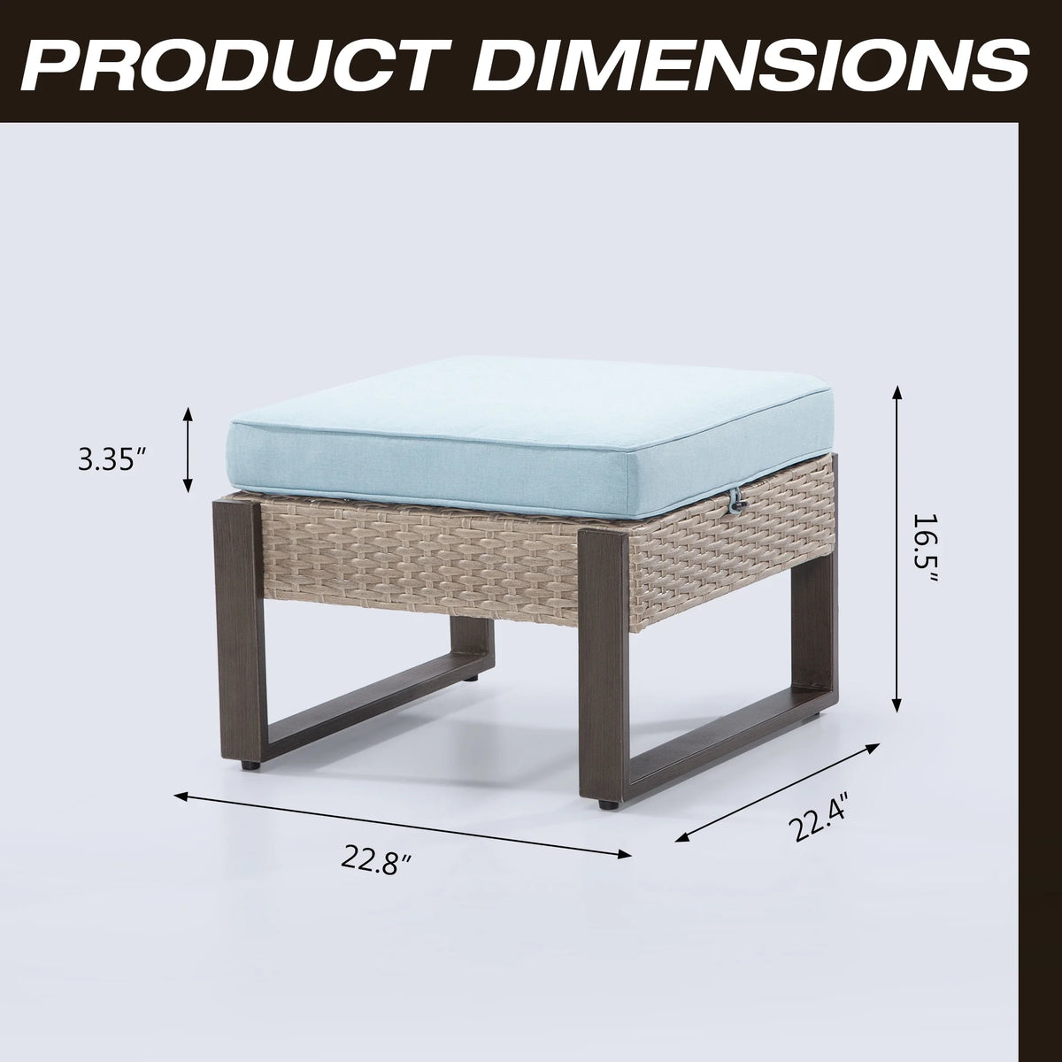 2-Piece PE Rattan Ottomans with Removable Cushions B913