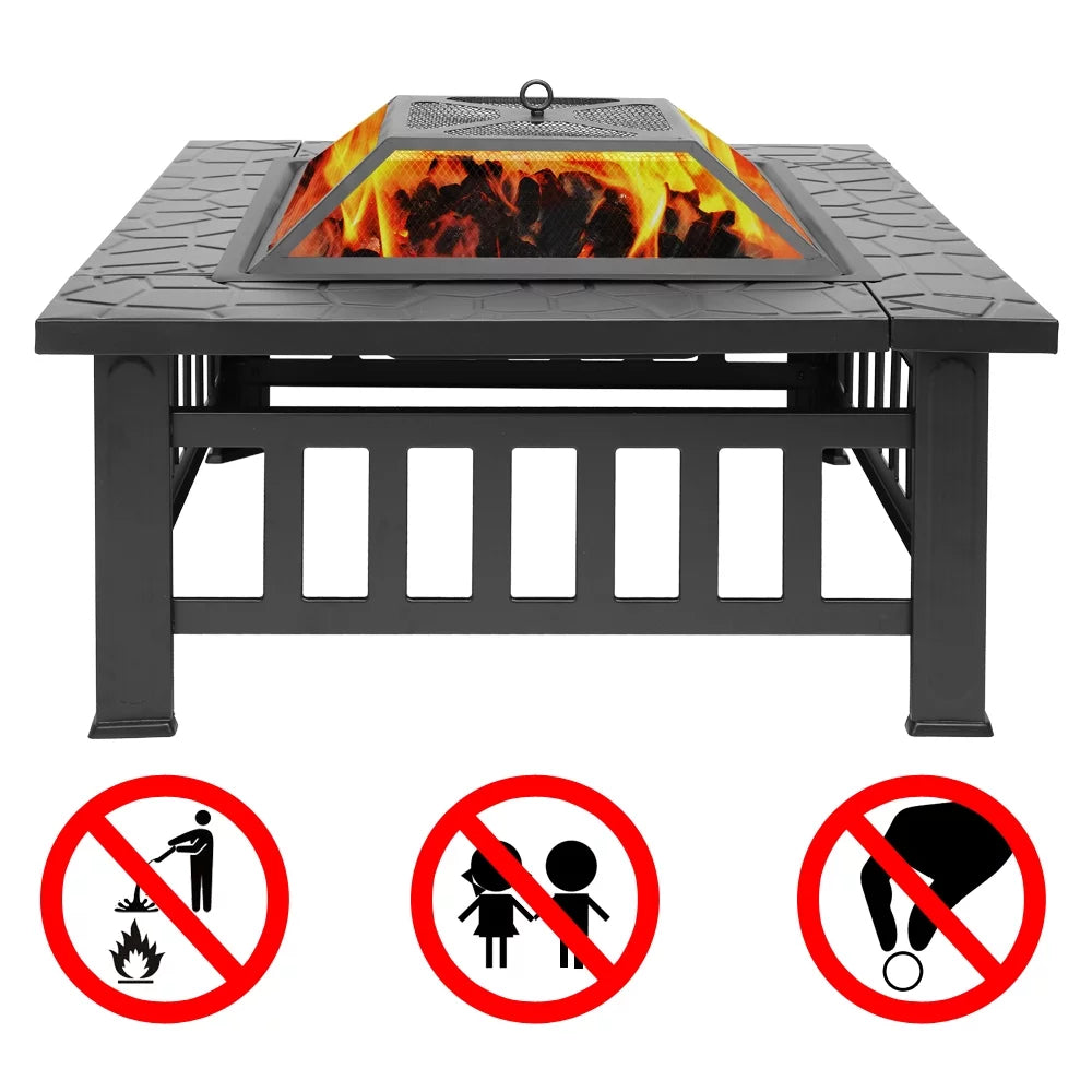 32" Outdoor Metal Square Fire Pit F652