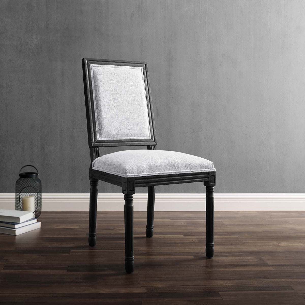 Black Light Gray Upholstered Fabric Dining Side Chair O80584