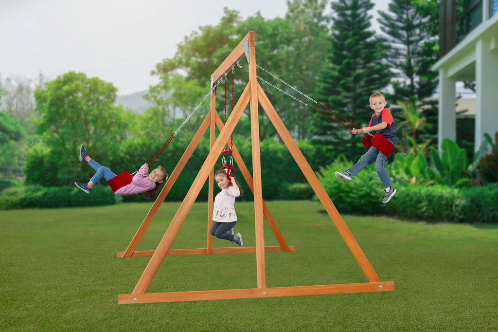 Cedar Swingset with Belt Swings and Trapeze Bar Q107132