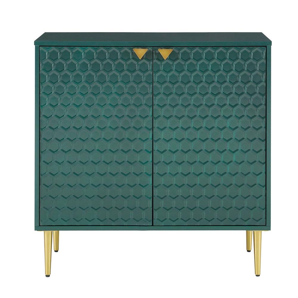 Green Apothecary Accent Cabinet with 2-Shutter Door and Golden Legs S1750