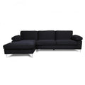 Black Velvet L-Shaped Sectional Sofa with Metal Legs X779296