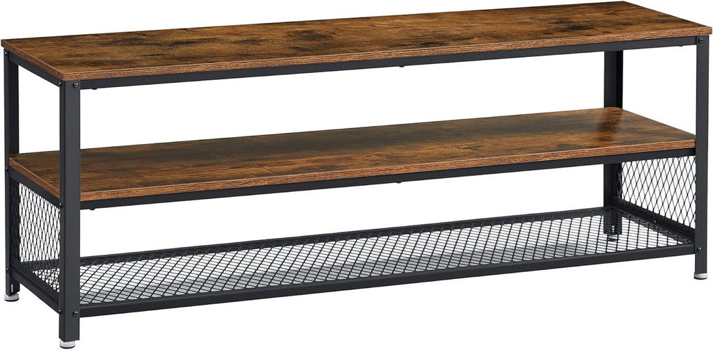 Greige and Black TV Stand with Metal Frame Q63876