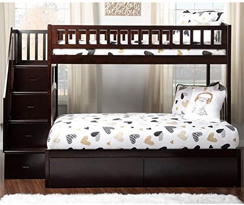 Solid Wood Staircase Storage Bunk Twin Over Full Espresso D1881