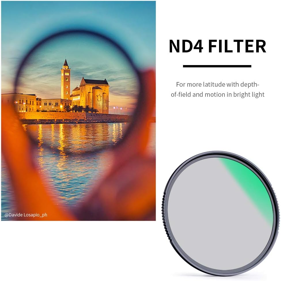49mm Fixed ND Lens Filter Kit, Neutral Density ND4 ND8 ND64 ND1000 Filter Set with 4-Filter Pouch U406
