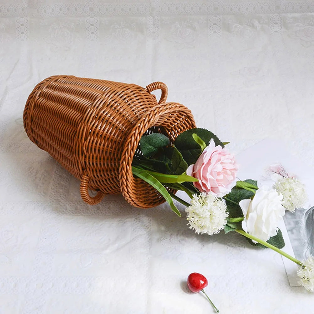 Imitation Rattan Woven Vase Tabletop Decoration Flower Pot P775934