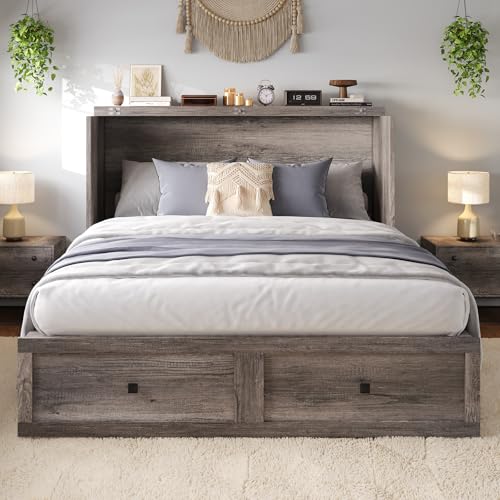 White Full Size Murphy Bed with Storage Drawer U8114