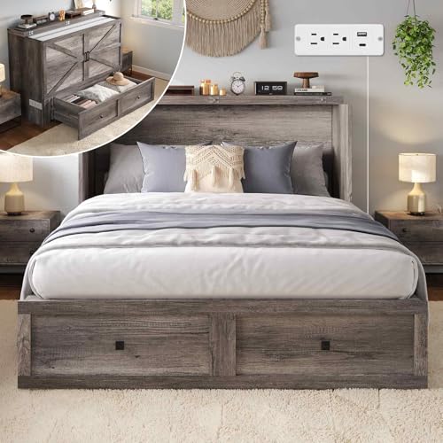 White Full Size Murphy Bed with Storage Drawer U8114