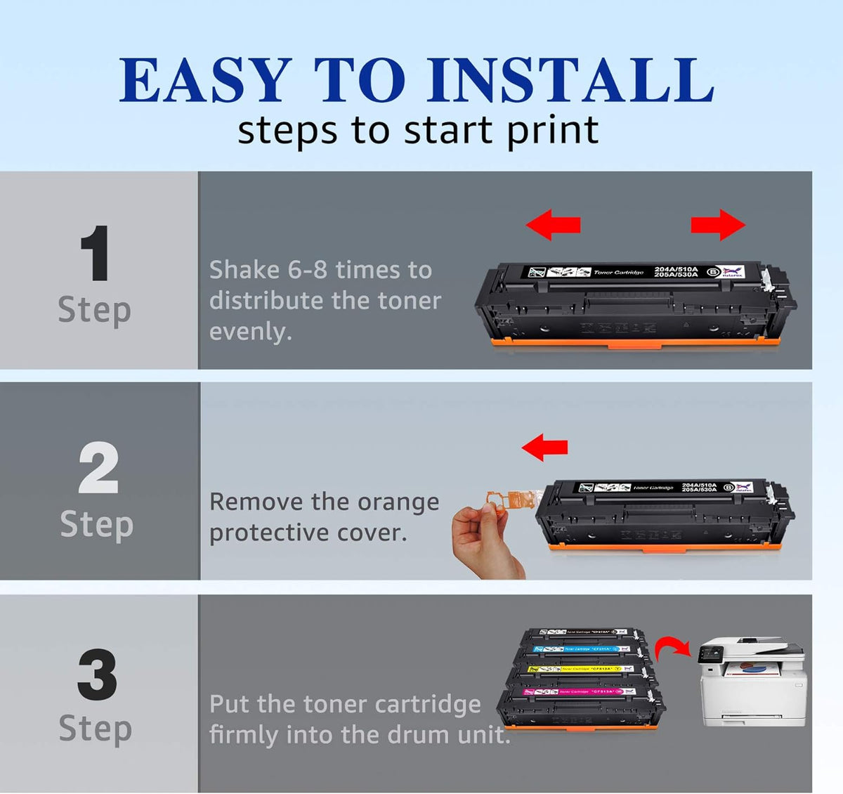 Compatible Toner Cartridge 4-Pack for HP 204A CF510A CF511A CF512A CF513A Pro MFP M180n M180nw M181fw M154a M154nw Color Pro Printer (Black, Cyan, Yellow, Magenta) O91023