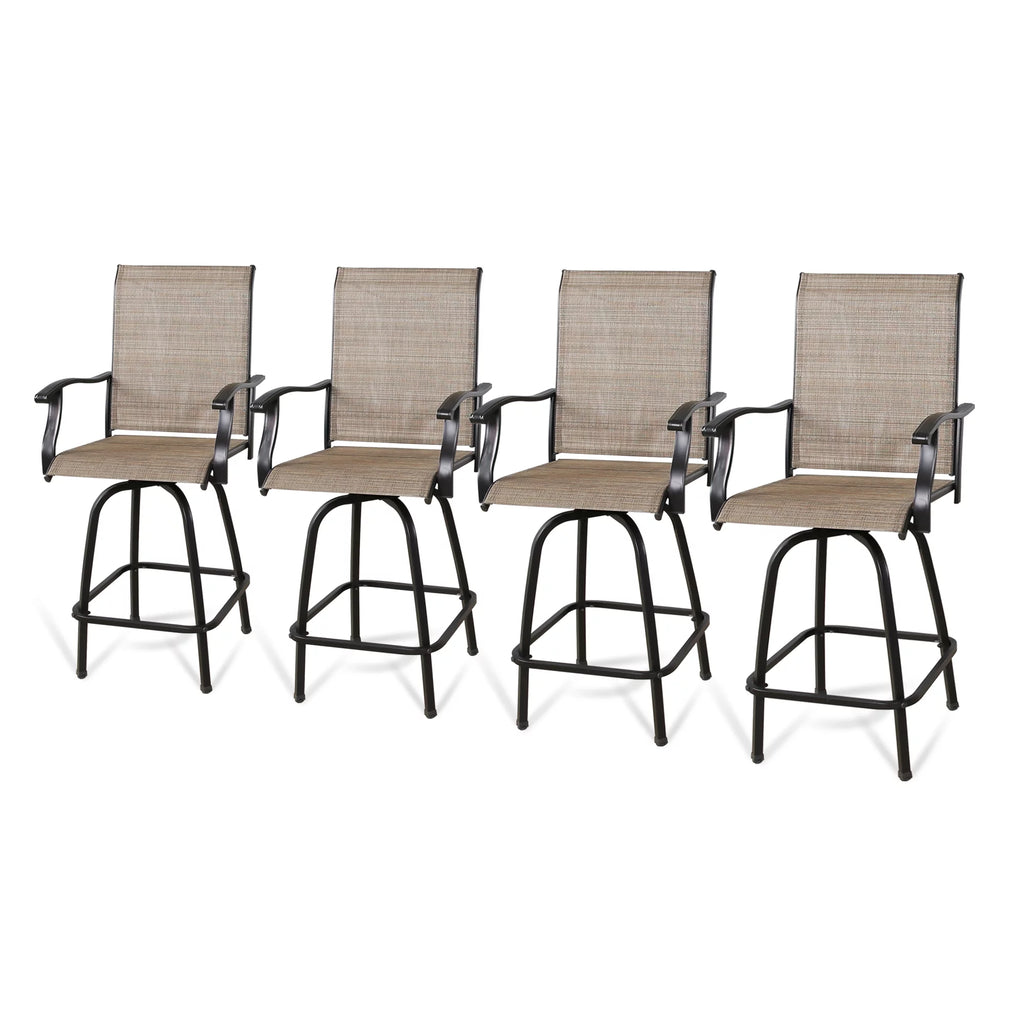 4-Piece Outdoor Swivel Bar Stools with High Back and Armrest P416