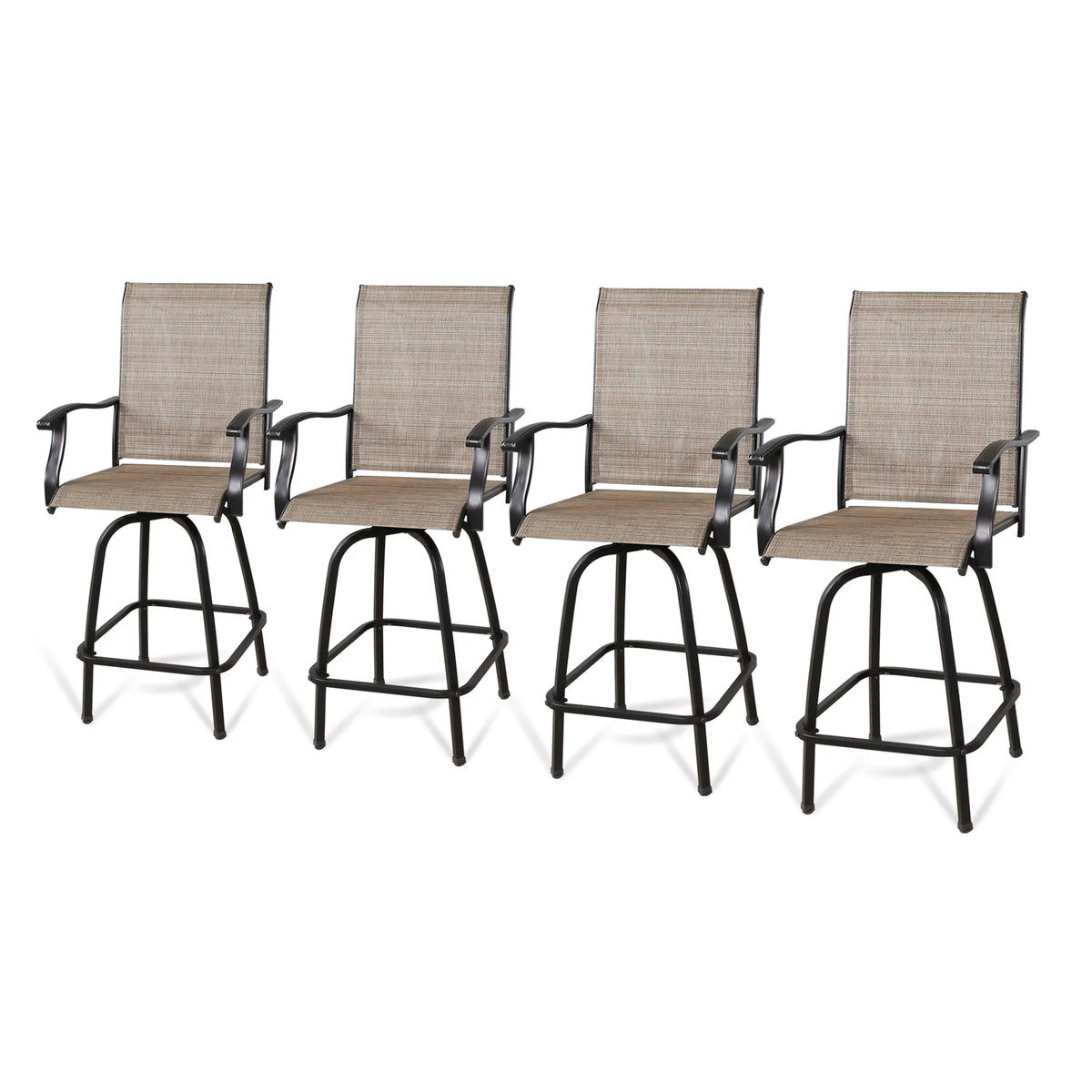4-Piece Outdoor Swivel Bar Stools with High Back and Armrest P416