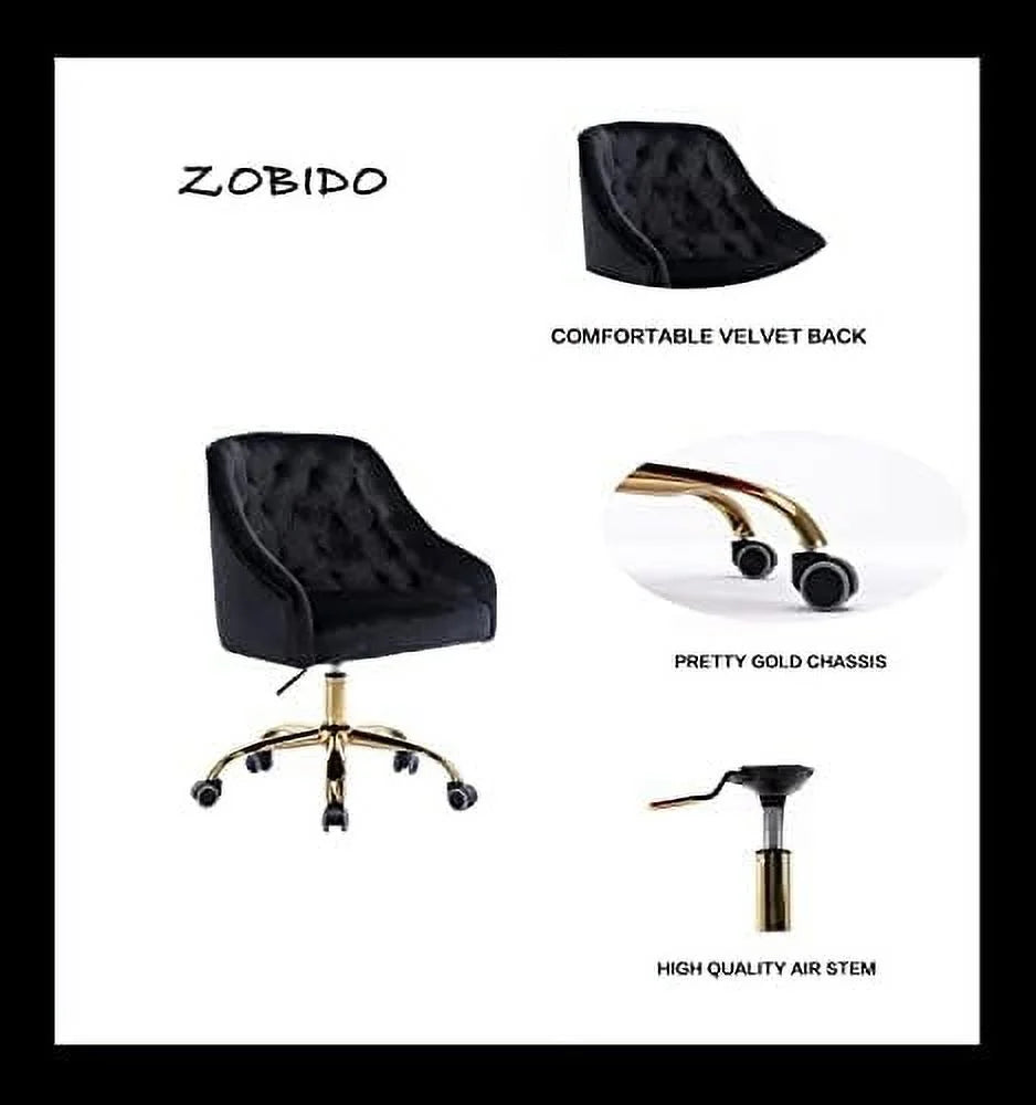 Pink Velvet Upholstered Swivel Desk Chair with Wheels M69698