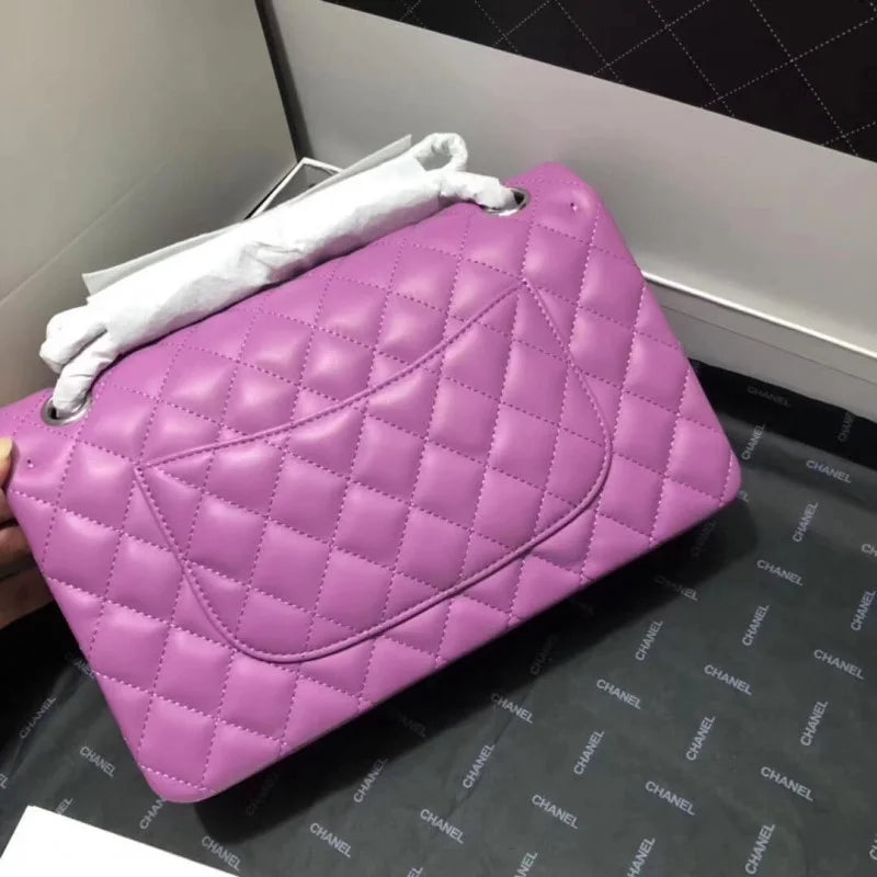 Purple Medium Size Lambskin Leather Flap Bag N959927