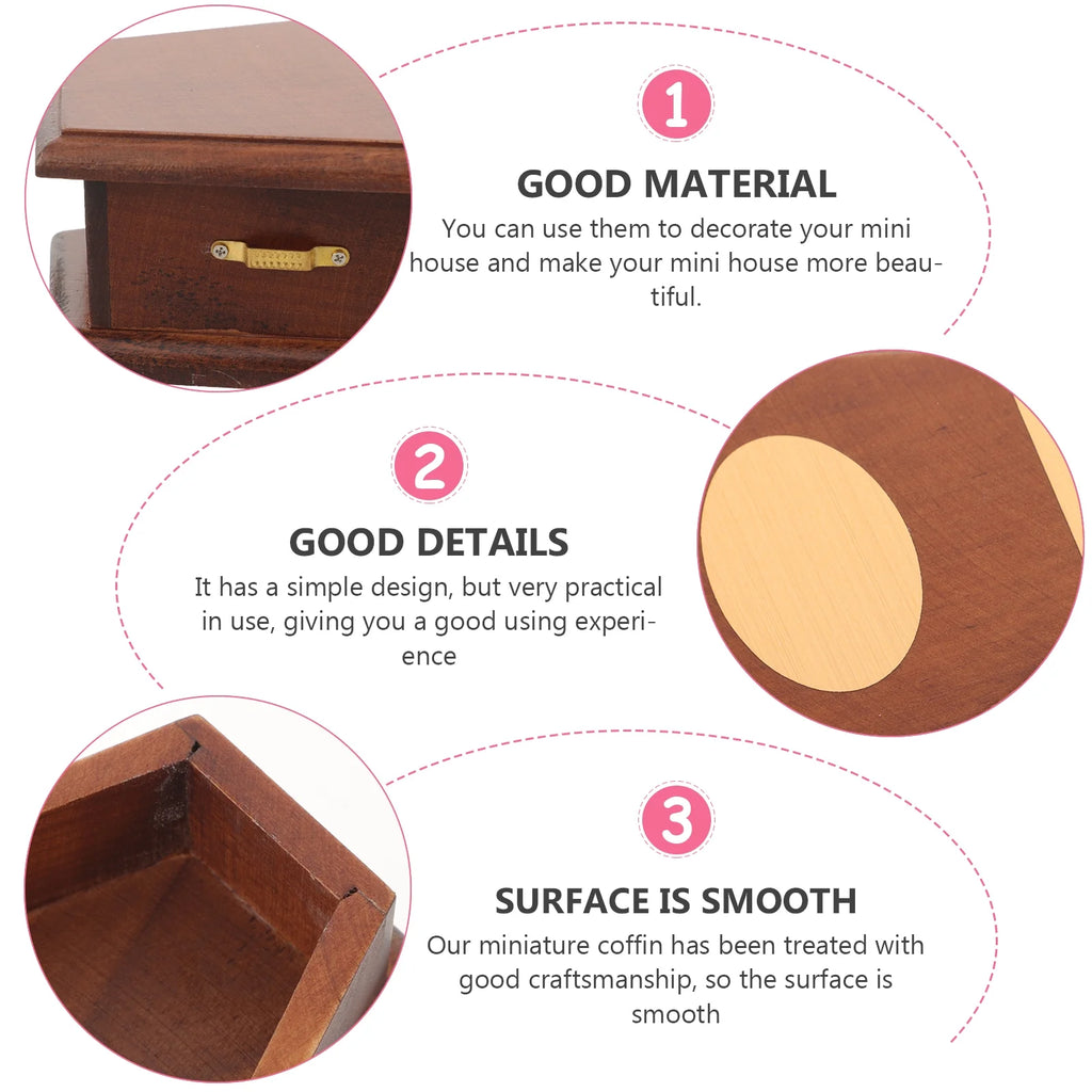 Mini Coffin Wood Doll House Furniture P8152