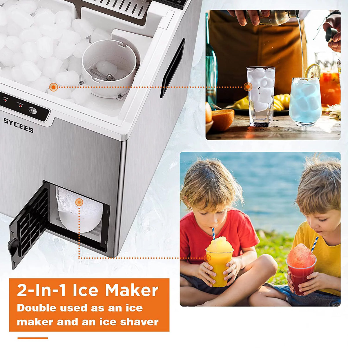 2-in-1 Countertop Ice Maker Machine & Ice Shaver I8376