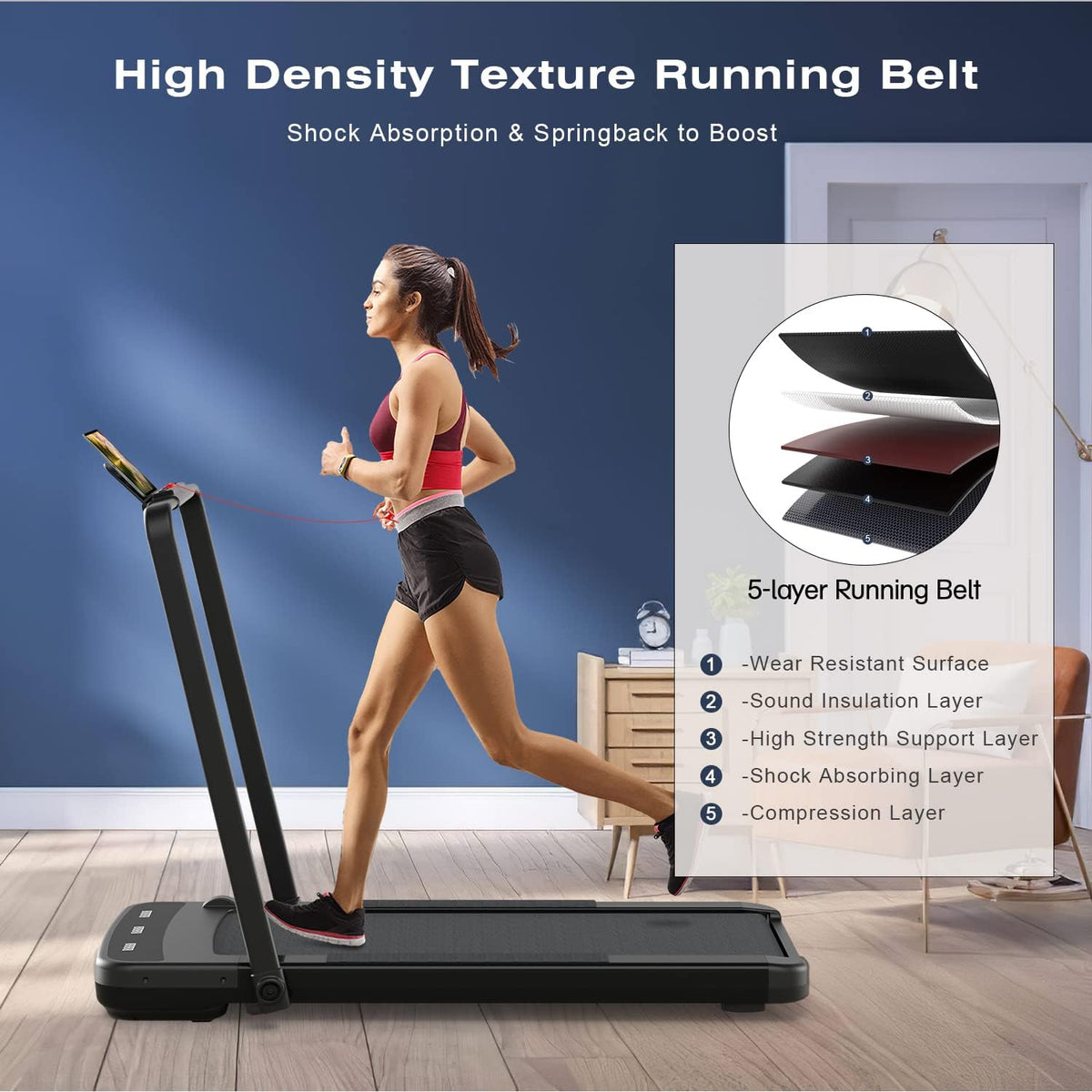 2 in 1 Folding Under Desk Treadmill with Remote Control S325387