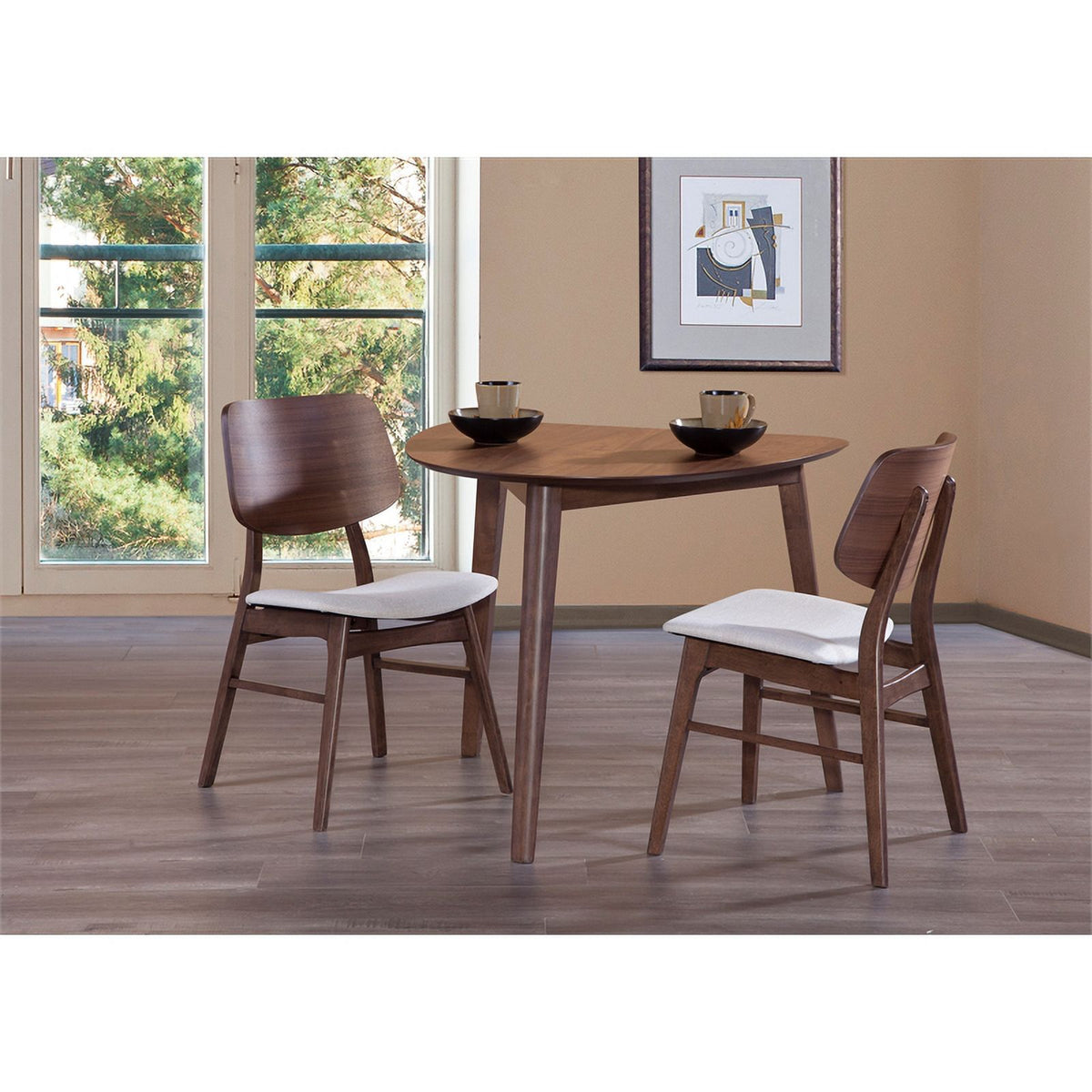 Brown Corner Table and 2 Wood Back Chairs O112471
