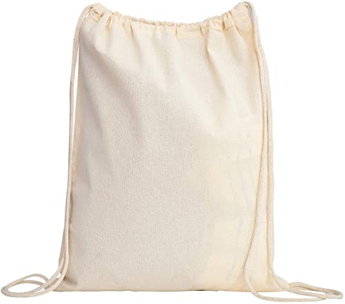 12 Pack Cotton Canvas Drawstring Backpack Bags K9166