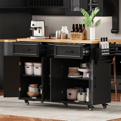 56.5'' White Kitchen Island with Drop Leaf X25371