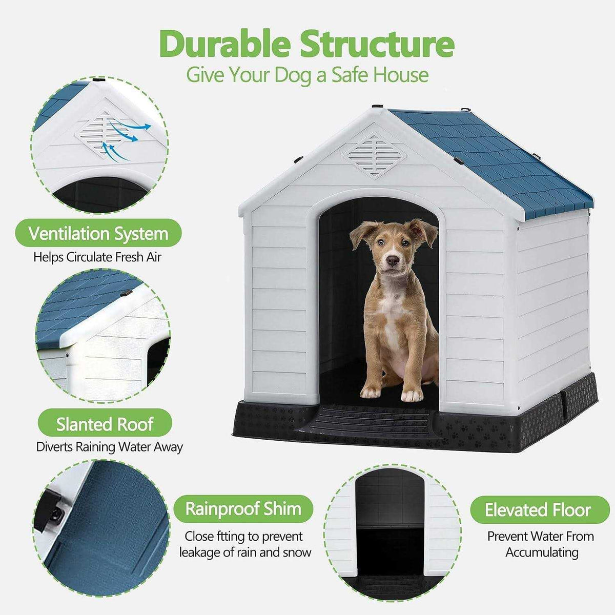 Waterproof Plastic Dog House with Vent and Raised Floor S601