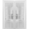 Solid French Double Doors 48 x 80 inches Frosted Glass 12 Lites L4282