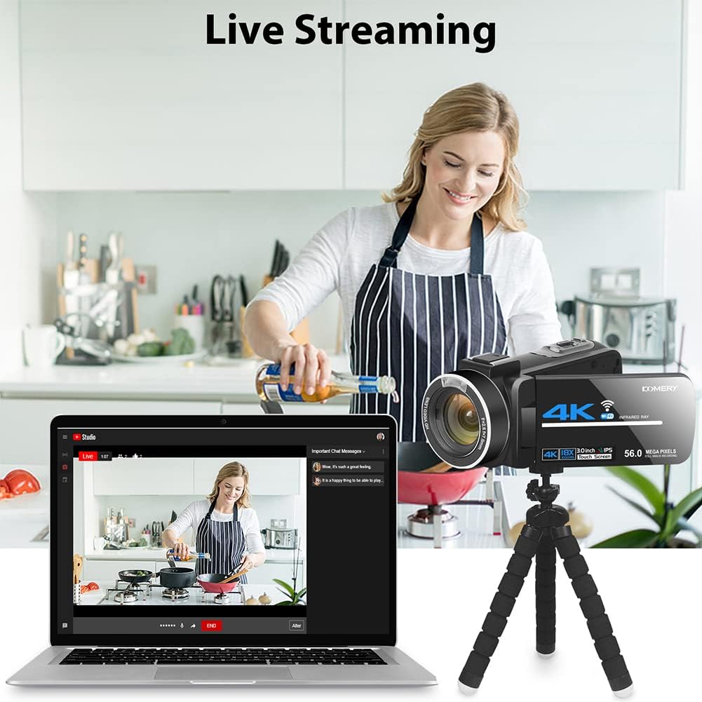 4K 56MP UHD Camcorder with IR Night Vision 18X Digital Zoom Q169