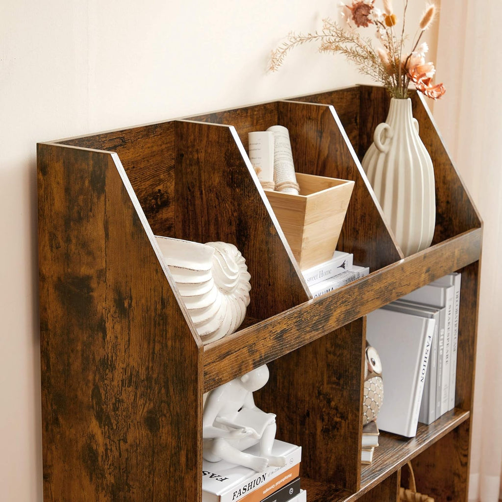 Rustic Brown Bookshelf with Cubbyholes G631