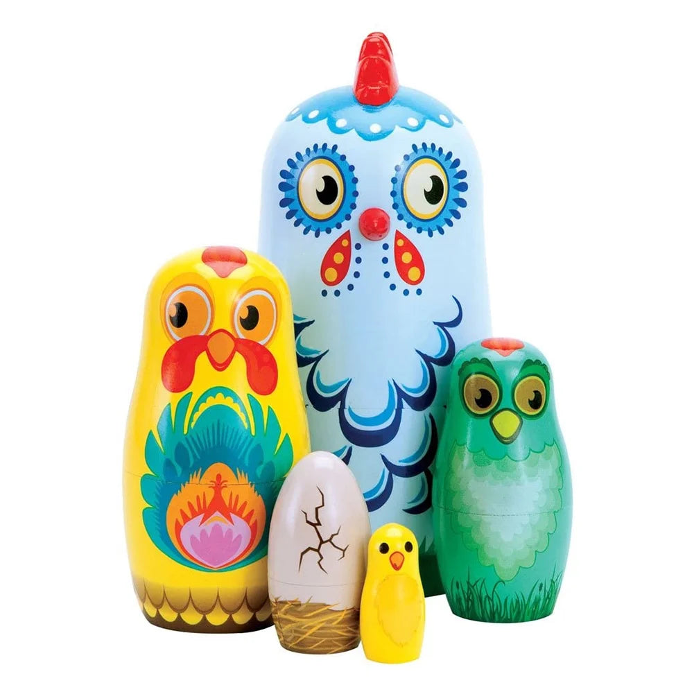 5Pcs/Set Russian Animal Chicken Nesting Dolls Matryoshka Kids Toy A14095