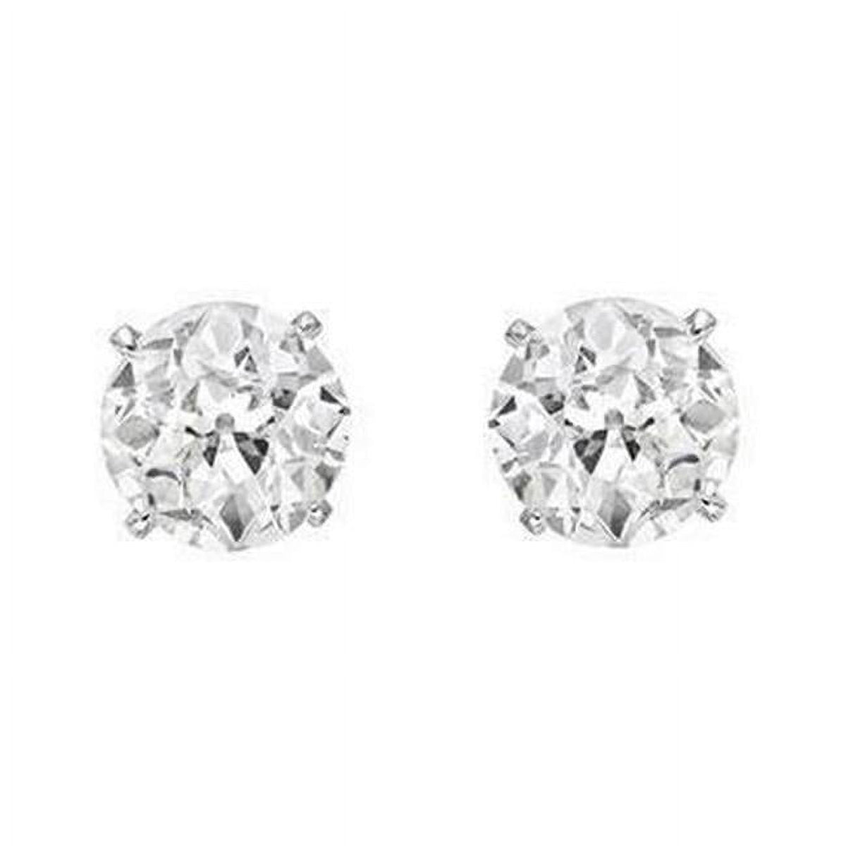 1.60 CT Old Miner Diamond Stud Earring, 14K White Gold P895