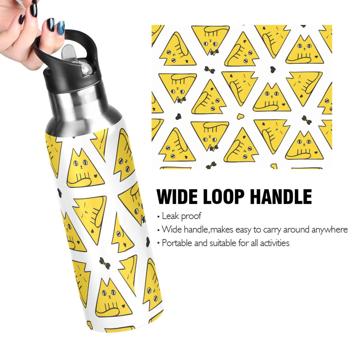 20 OZ Stainless Steel Vacuum Insulated Water Bottle with Straw Lid I1611