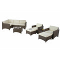 Modular Sectional Sofa with Armchairs, Coffee Table and Ottoman Y837