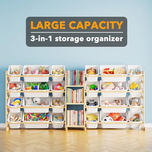 Large Toy Storage Organizer with 24 Bins and 3 Shelves, White T1622