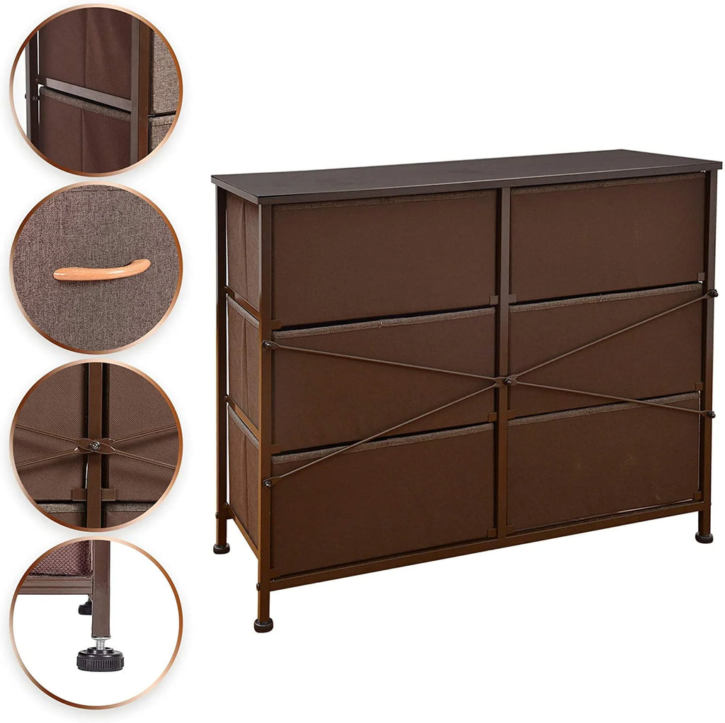 Brown 6 Drawer Storage Tower Unit P7048