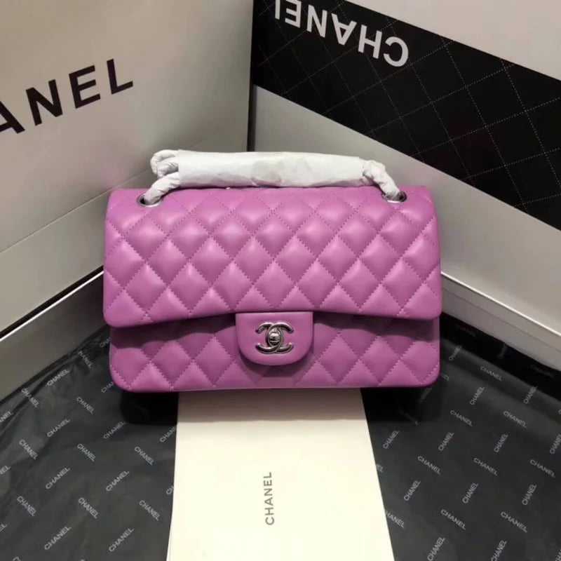 Purple Medium Size Lambskin Leather Flap Bag N959927