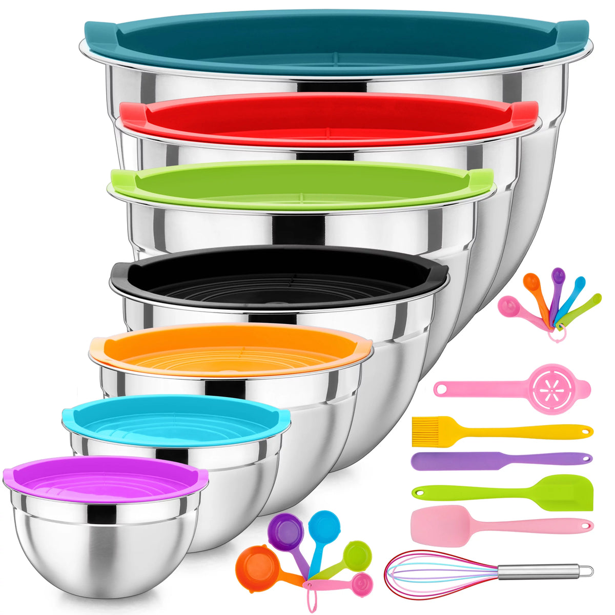 Stainless Steel Mixing Bowls with Lids Set of 7 L2331