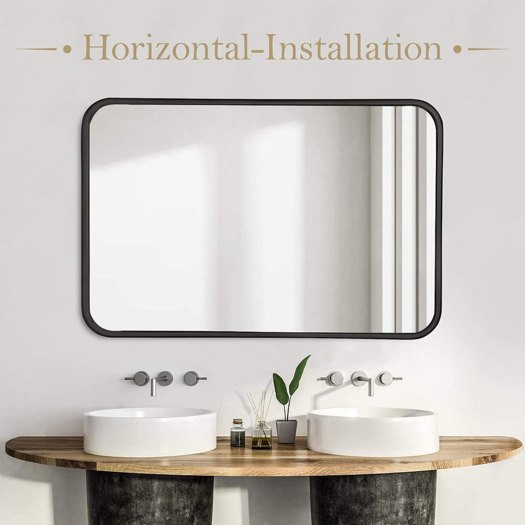 24x36 Rectangular Wall Mount Mirror with Stainless Steel Metal Frame A523297