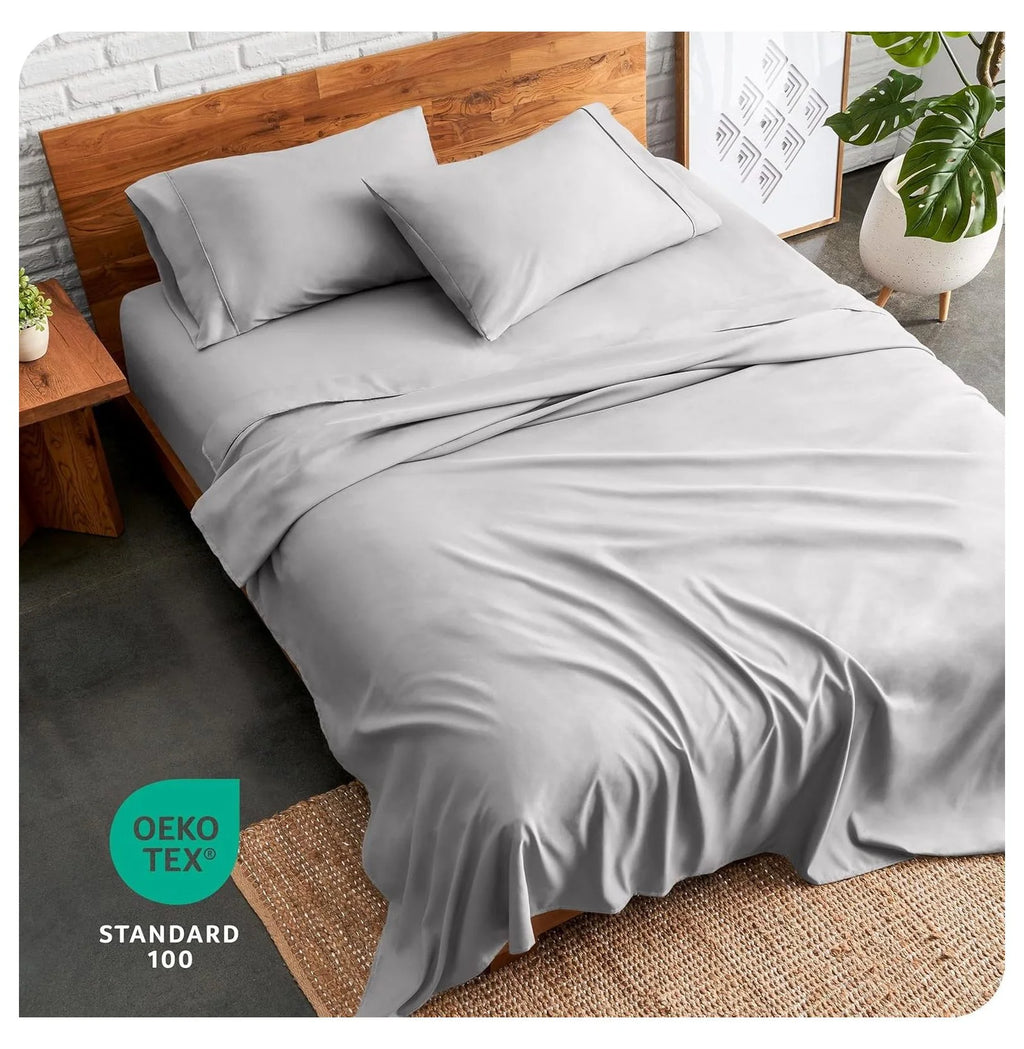 Light Grey 4 Piece Flex King Microfiber Bed Sheet Set I9833