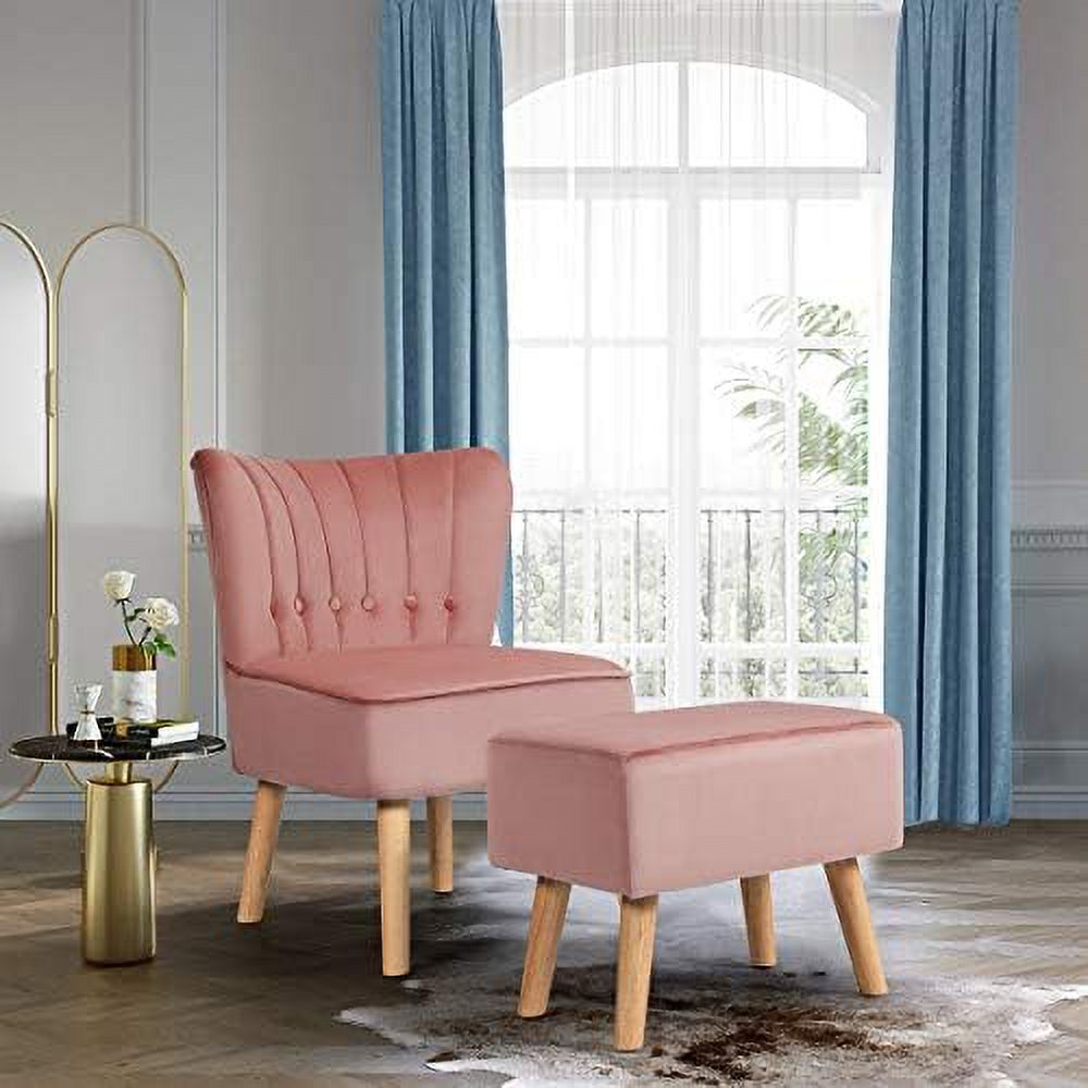 Pin Velvet Accent Chair with Ottoman E575