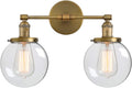 Industrial Style Wall Light Clear Double Sconce with Glass Round Canopy On/Off Button T46265