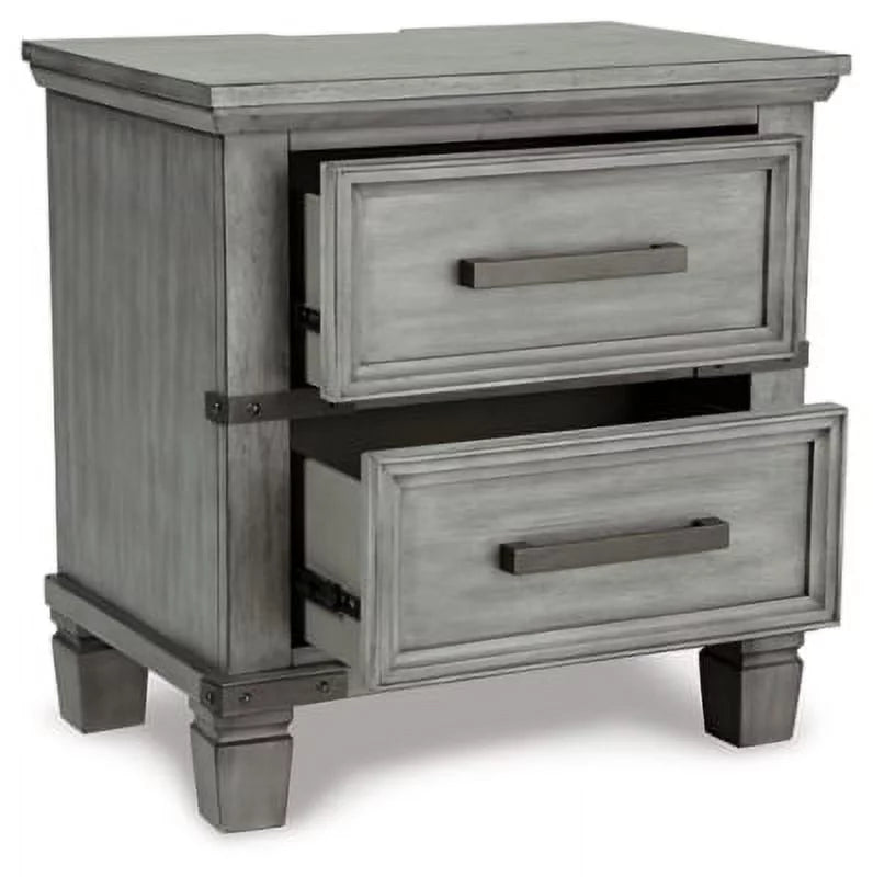 Gray 2 Drawer Nightstand T330