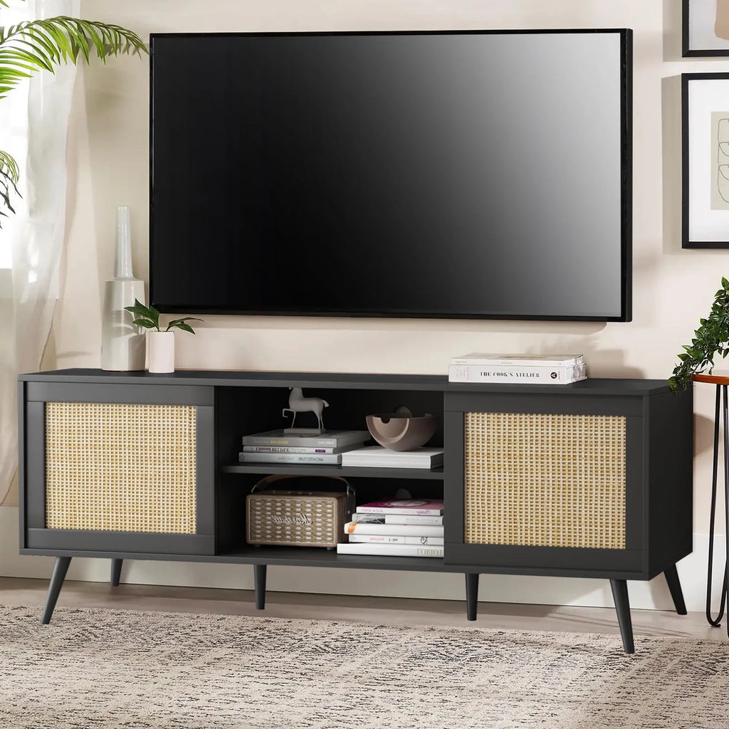 Farmhouse Rattan TV Stand for 75 inch TV C151