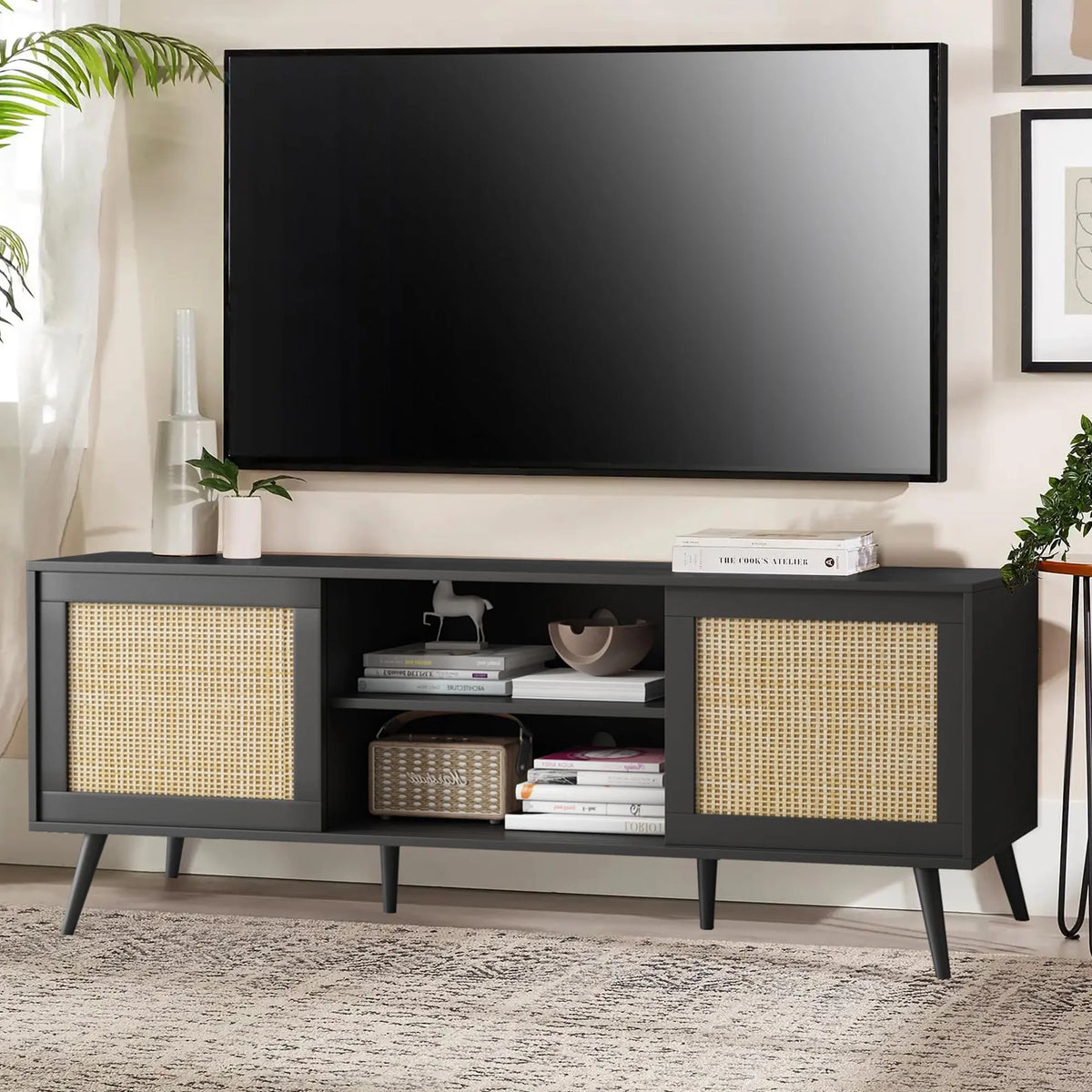 Farmhouse Rattan TV Stand for 75 inch TV C151