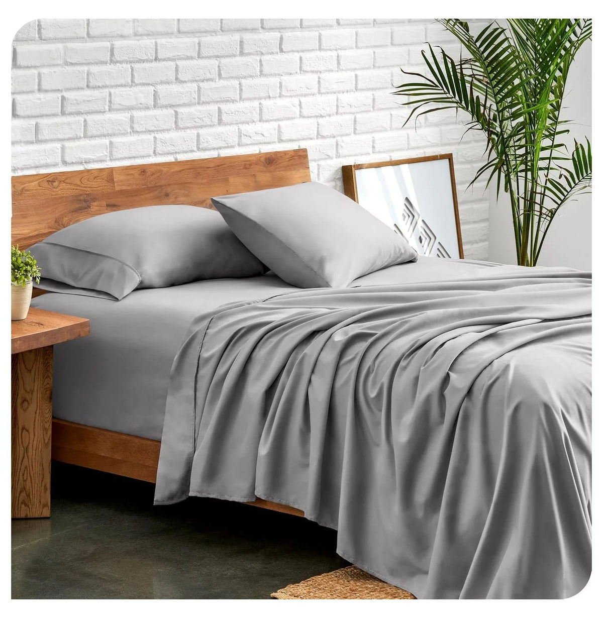 Light Grey 4 Piece Flex King Microfiber Bed Sheet Set I9833