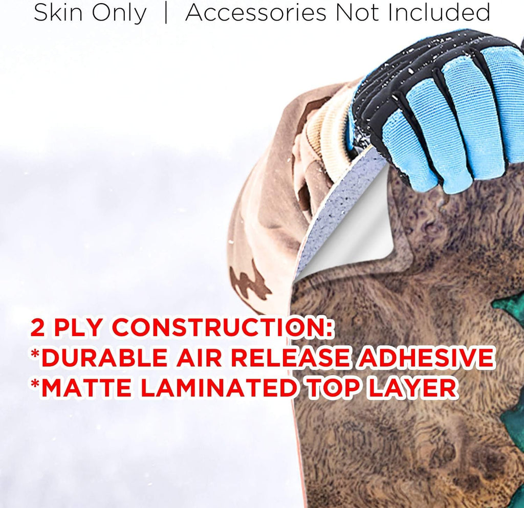 Aqua Resin Wood Snowboard Wrap Sticker Skin Cover J8580