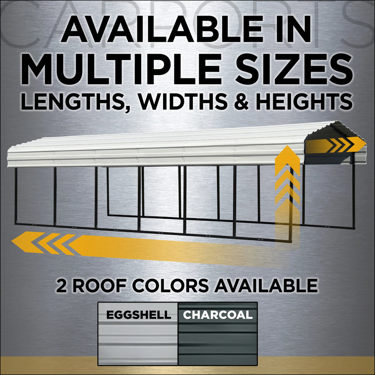 Galvanized Steel Carport Kit, 12' x 29' x 9', Charcoal S3600