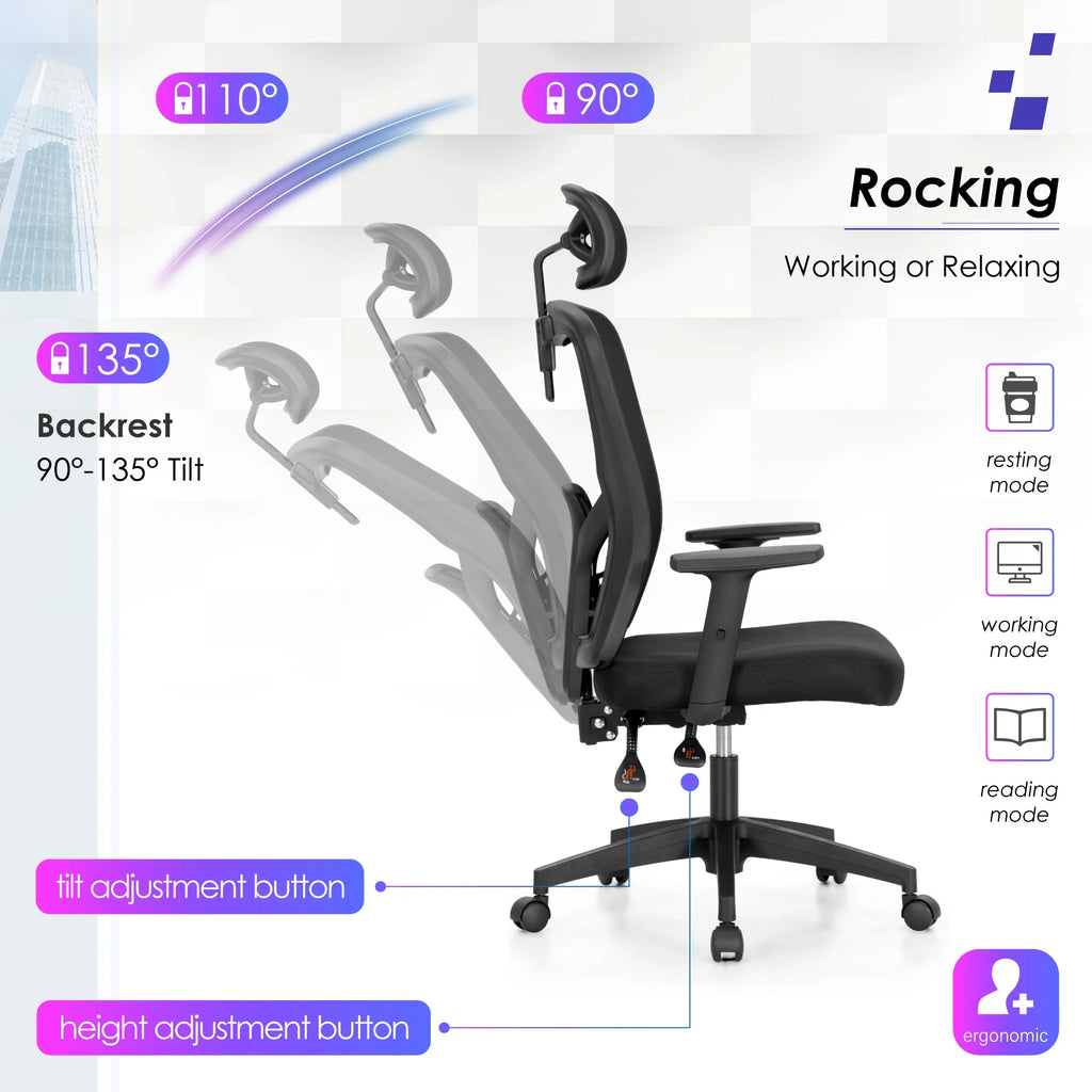 Black High Back Mesh Ergonomic Office Chair V55204