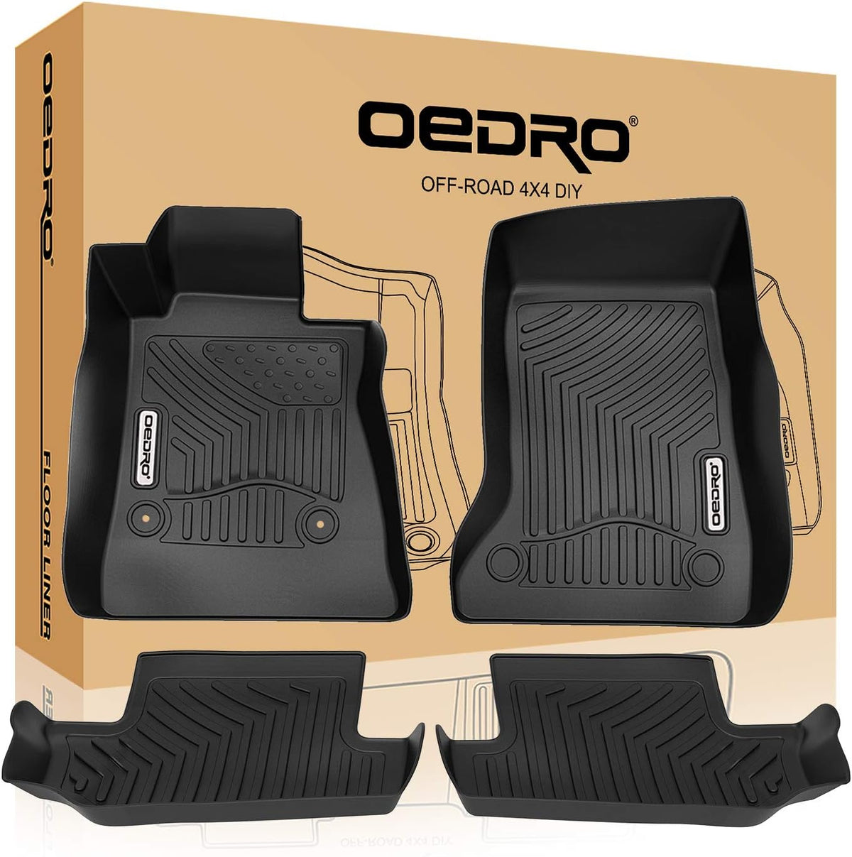 Black TPE Floor Mats Full Set Liners G7559